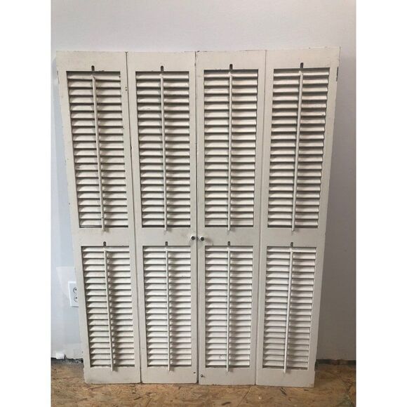 Vintage Pair of Plantation Window Shutters 18" wide  x 49.5" high - Picture 1 of 1